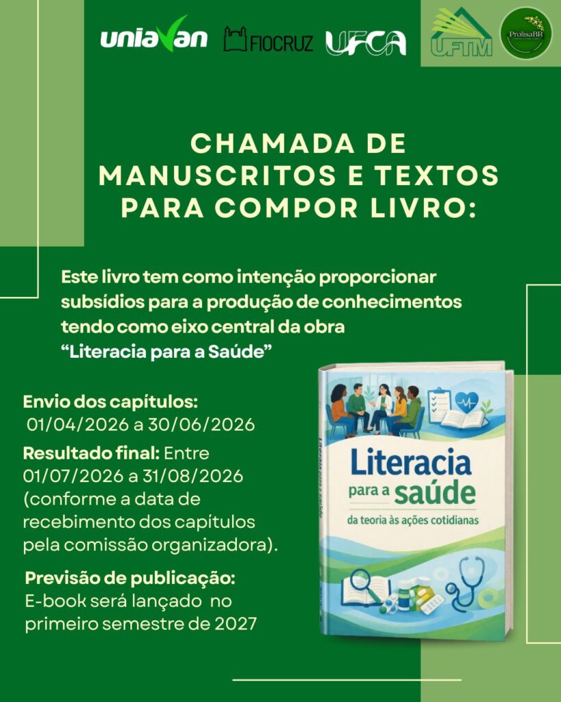 Produção científica em destaque: Uniavan coorganiza e-book nacional sobre Literacia em Saúde e abre chamada de capítulos